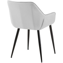 Juego de 2 sillas de comedor Vessa en terciopelo gris claro Juego de 2 sillas de comedor Vessa en terciopelo gris claro