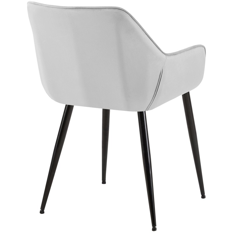 Juego de 2 sillas de comedor Vessa en terciopelo gris claro