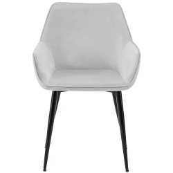 Juego de 2 sillas de comedor Vessa en terciopelo gris claro Juego de 2 sillas de comedor Vessa en terciopelo gris claro