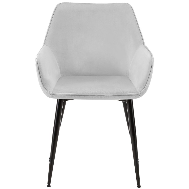 Juego de 2 sillas de comedor Vessa en terciopelo gris claro