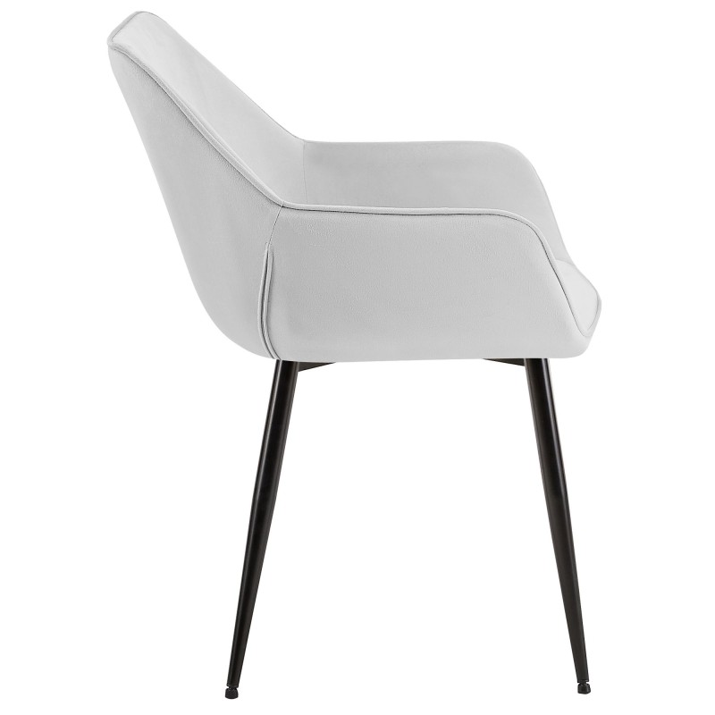 Juego de 2 sillas de comedor Vessa en terciopelo gris claro