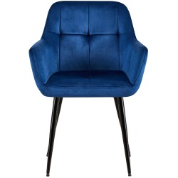 Juego de 2 sillas de comedor Emia en terciopelo azul