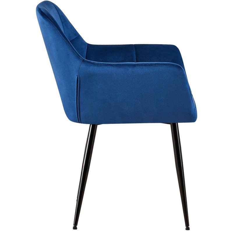 Juego de 2 sillas de comedor Emia en terciopelo azul