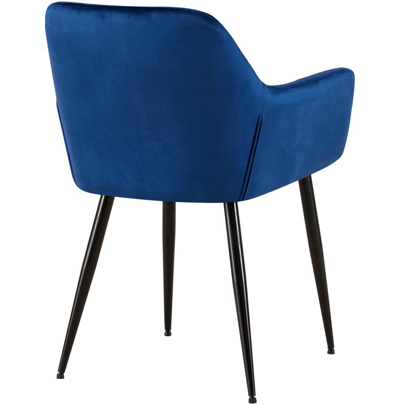 Juego de 2 sillas de comedor Emia en terciopelo azul