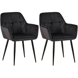 Juego de 2 sillas de comedor Emia en terciopelo negro