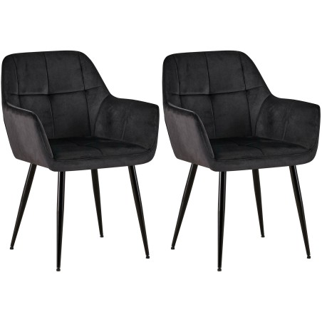 Juego de 2 sillas de comedor Emia en terciopelo negro