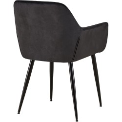 Juego de 2 sillas de comedor Emia en terciopelo negro