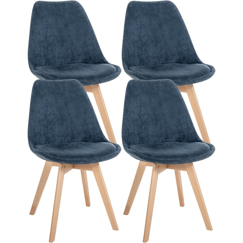 Conjunto de 4 sillas Linares Cord en color azul oscuro