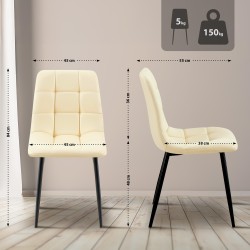 Silla de comedor Antibes, polipiel color crema