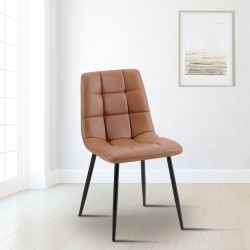 Silla de comedor Antibes, piel sintética, marrón oscuro