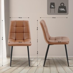 Silla de comedor Antibes, piel sintética, marrón oscuro