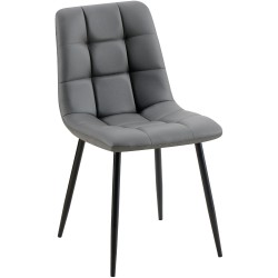 Silla de comedor Antibes, piel sintética gris oscuro