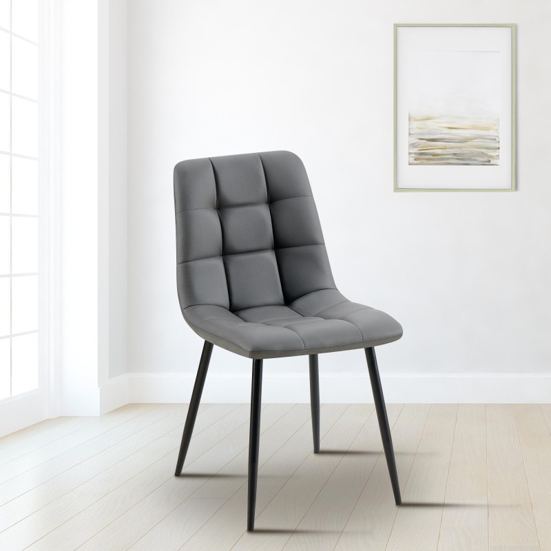 Silla de comedor Antibes, piel sintética gris oscuro
