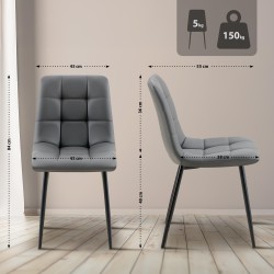 Silla de comedor Antibes, piel sintética gris oscuro
