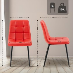 Silla de comedor Antibes, polipiel roja