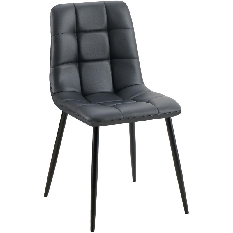 Silla de comedor Antibes, polipiel negra