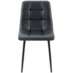 Silla de comedor Antibes, polipiel negra