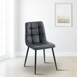 Silla de comedor Antibes, polipiel negra