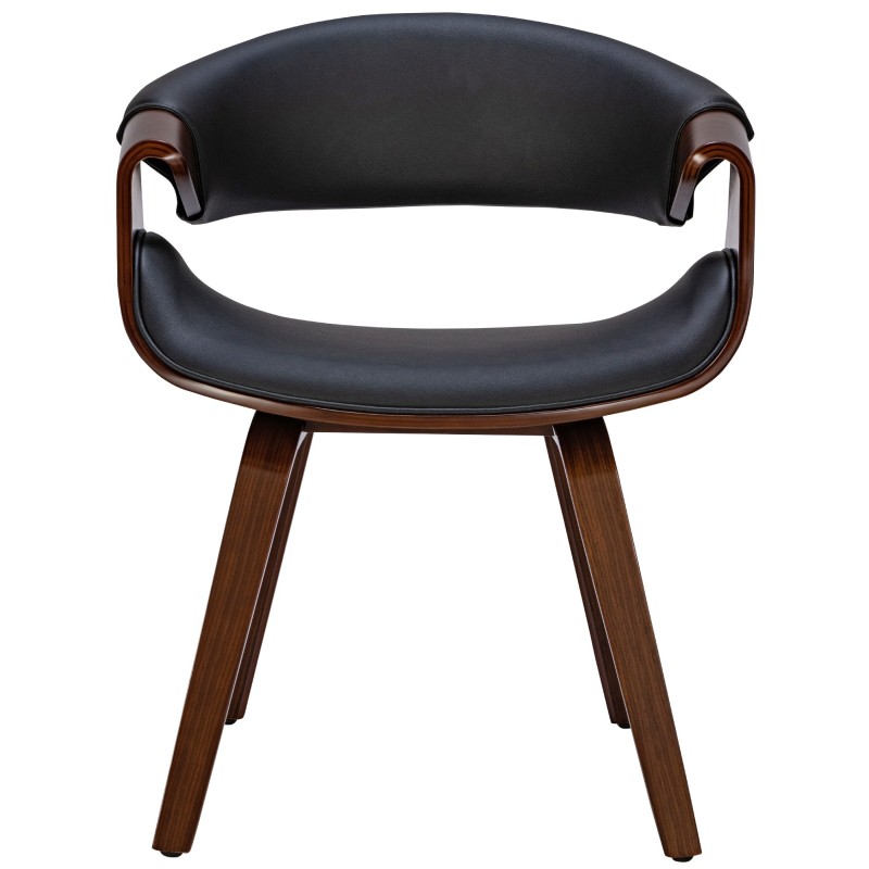 Juego de 2 sillas de comedor Foley, piel sintética, nogal/negro