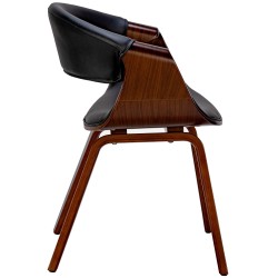 Juego de 2 sillas de comedor Foley, piel sintética, nogal/negro