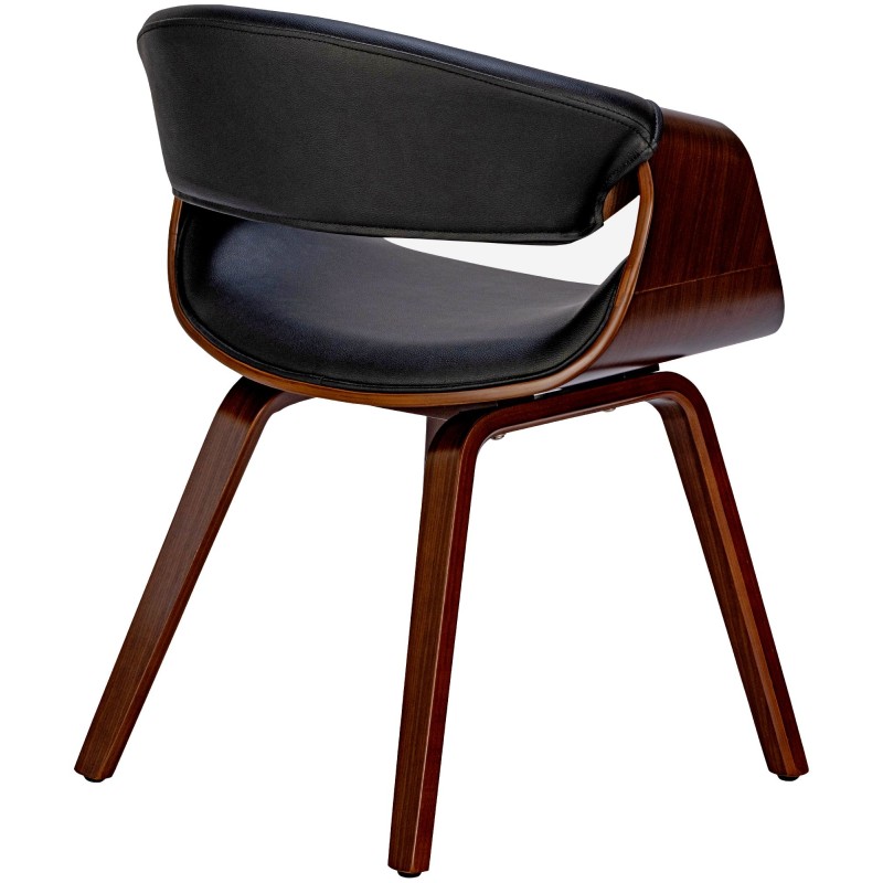 Juego de 2 sillas de comedor Foley, piel sintética, nogal/negro