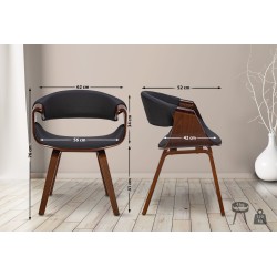 Juego de 2 sillas de comedor Foley de tela en nogal/negro