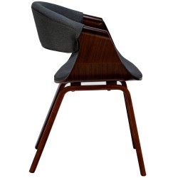 Juego de 2 sillas de comedor Foley de tela en nogal/negro