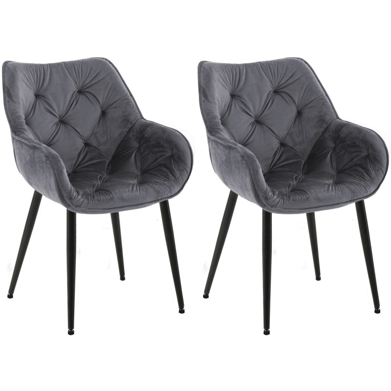 Juego de 2 sillas de terciopelo Tanna gris oscuro