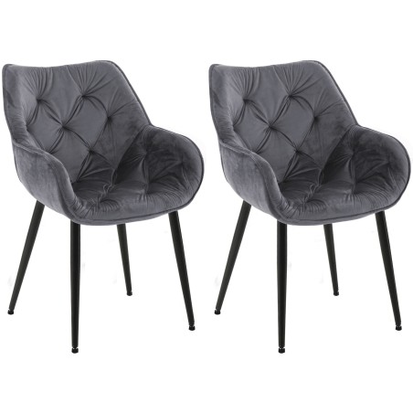 Juego de 2 sillas de terciopelo Tanna gris oscuro