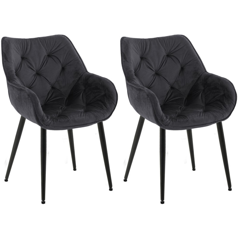 Conjunto de 2 sillas Tanna en terciopelo negro