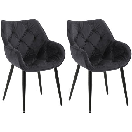 Conjunto de 2 sillas Tanna en terciopelo negro