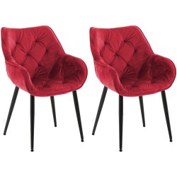 Juego de 2 sillas Tanna en terciopelo rojo