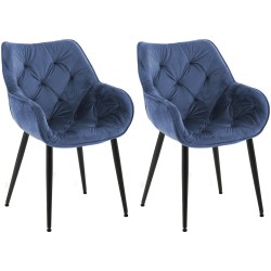 Conjunto de 2 sillas Tanna en terciopelo azul