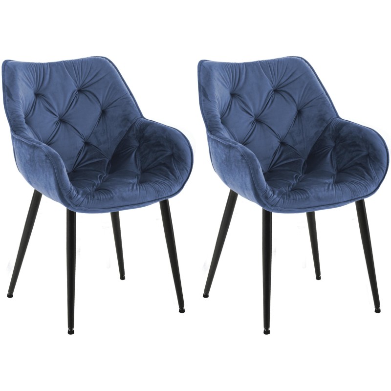 Conjunto de 2 sillas Tanna en terciopelo azul