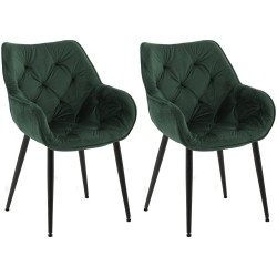 Juego de 2 sillas de terciopelo Tanna en color verde