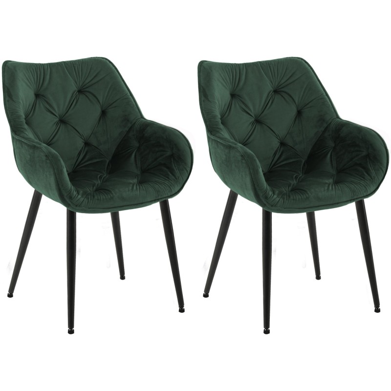 Juego de 2 sillas de terciopelo Tanna en color verde