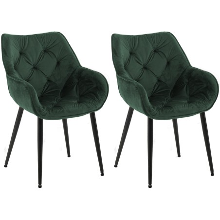 Juego de 2 sillas de terciopelo Tanna en color verde