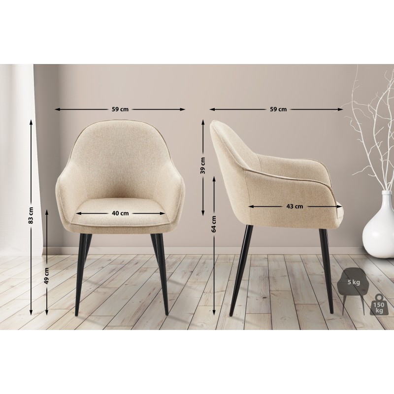 Silla de comedor Boise en tela color topo