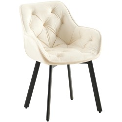Silla de comedor Antigo de terciopelo color crema