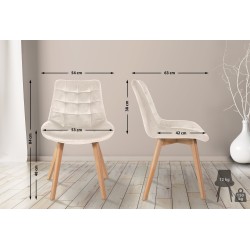 Juego de 2 sillas Brook de terciopelo color crema