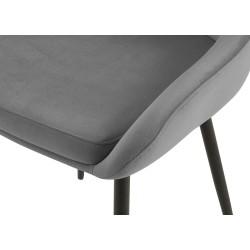 Silla de comedor Elmira en terciopelo negro gris oscuro