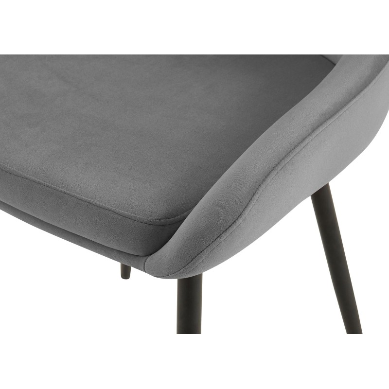 Silla de comedor Elmira en terciopelo negro gris oscuro
