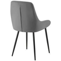 Silla de comedor Elmira en terciopelo negro gris oscuro