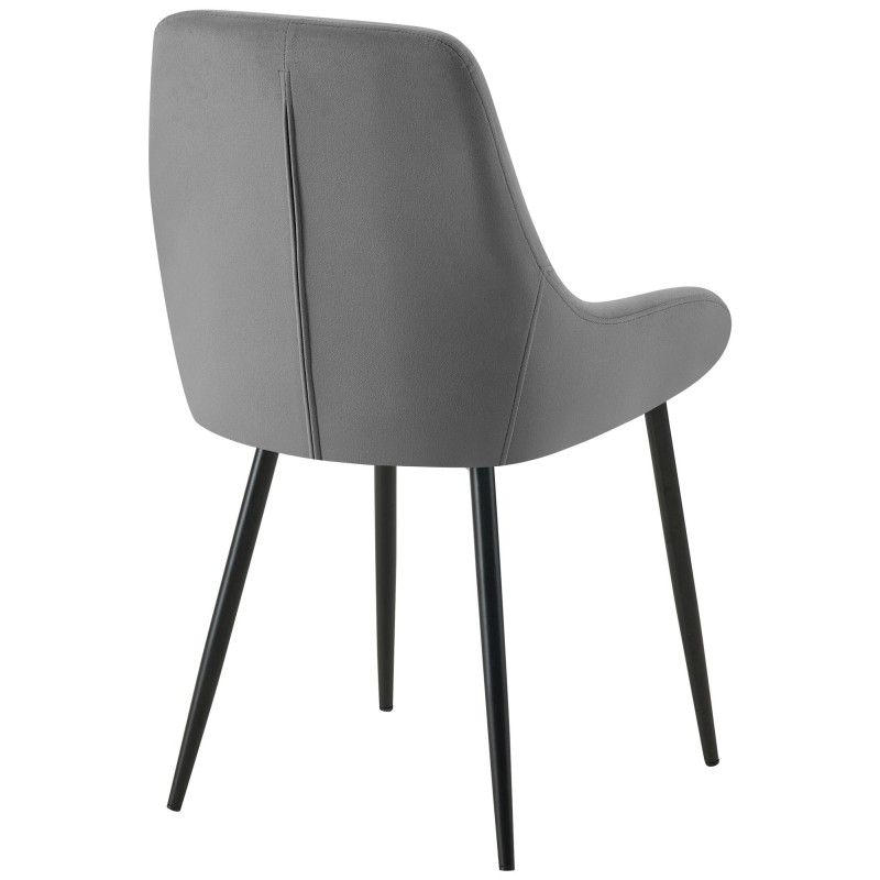 Silla de comedor Elmira en terciopelo negro gris oscuro