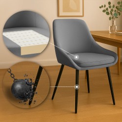 Silla de comedor Elmira en terciopelo negro gris oscuro