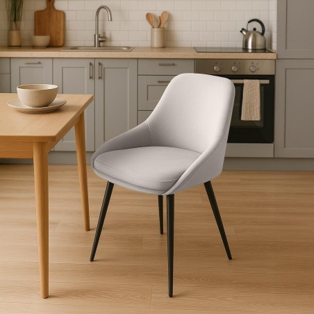 Silla de comedor Elmira en terciopelo negro y gris