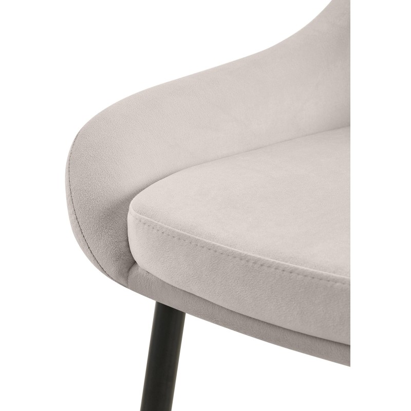 Silla de comedor Elmira en terciopelo negro y gris