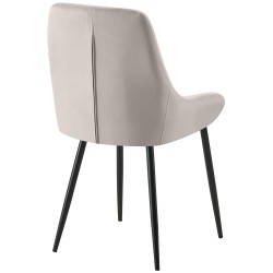 Silla de comedor Elmira en terciopelo negro y gris