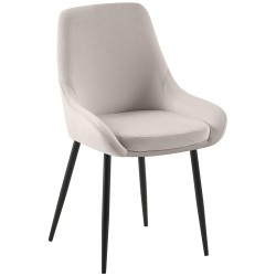 Silla de comedor Elmira en terciopelo negro y gris