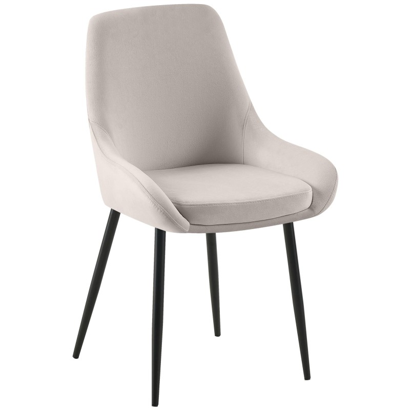 Silla de comedor Elmira en terciopelo negro y gris